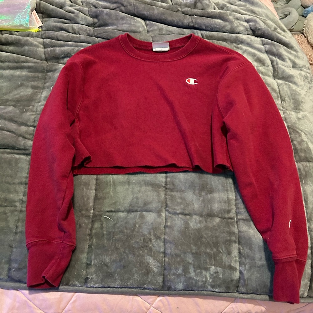Champion Red Crew Neck Cropped Sweater